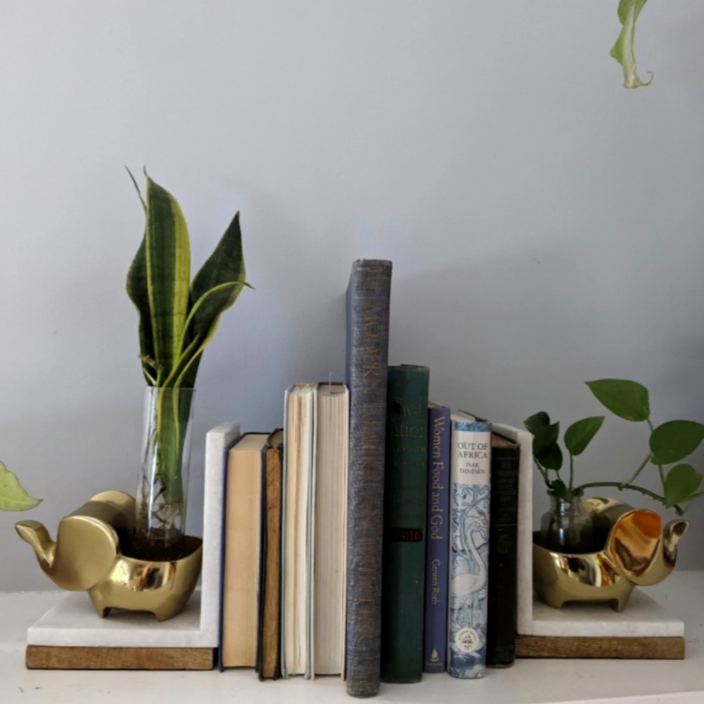 Elephant bookend for plants